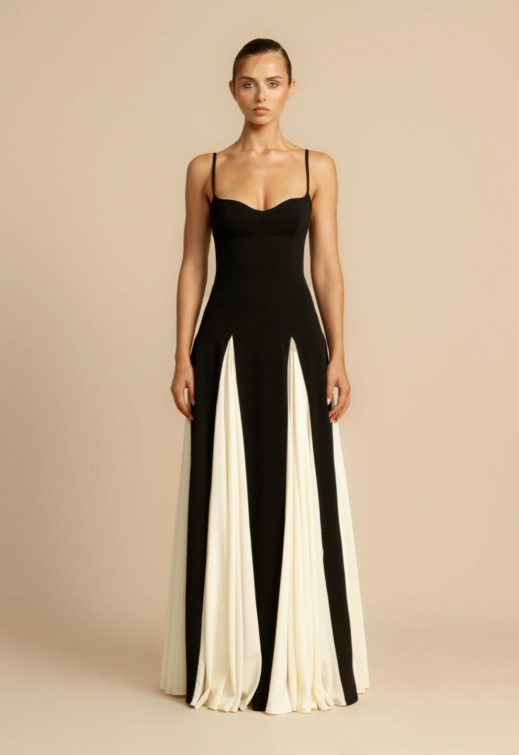 Timeless Elegance Panelled Tulle A-line Slip Maxi Dress